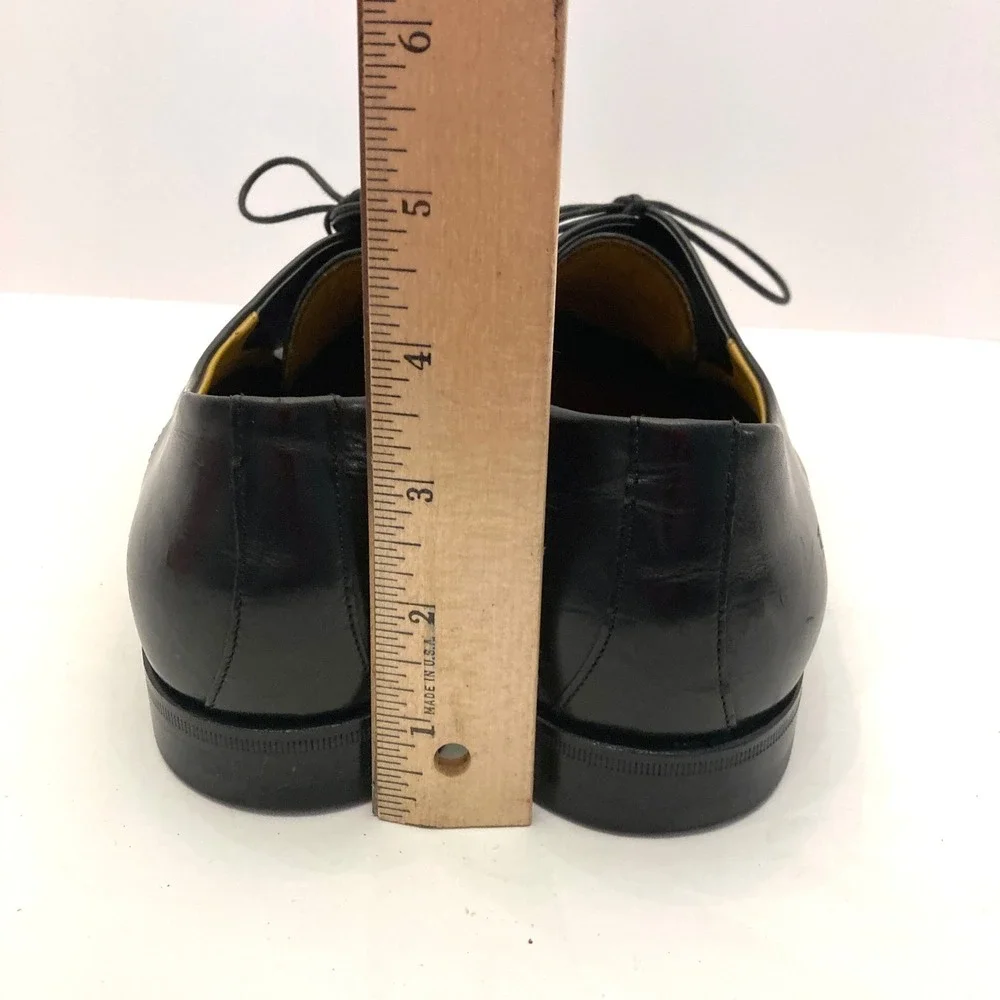 Boss Hugo Boss Black Leather Dress Shoes Cap Toe Mens 8.5 Made Italy Lace Up
